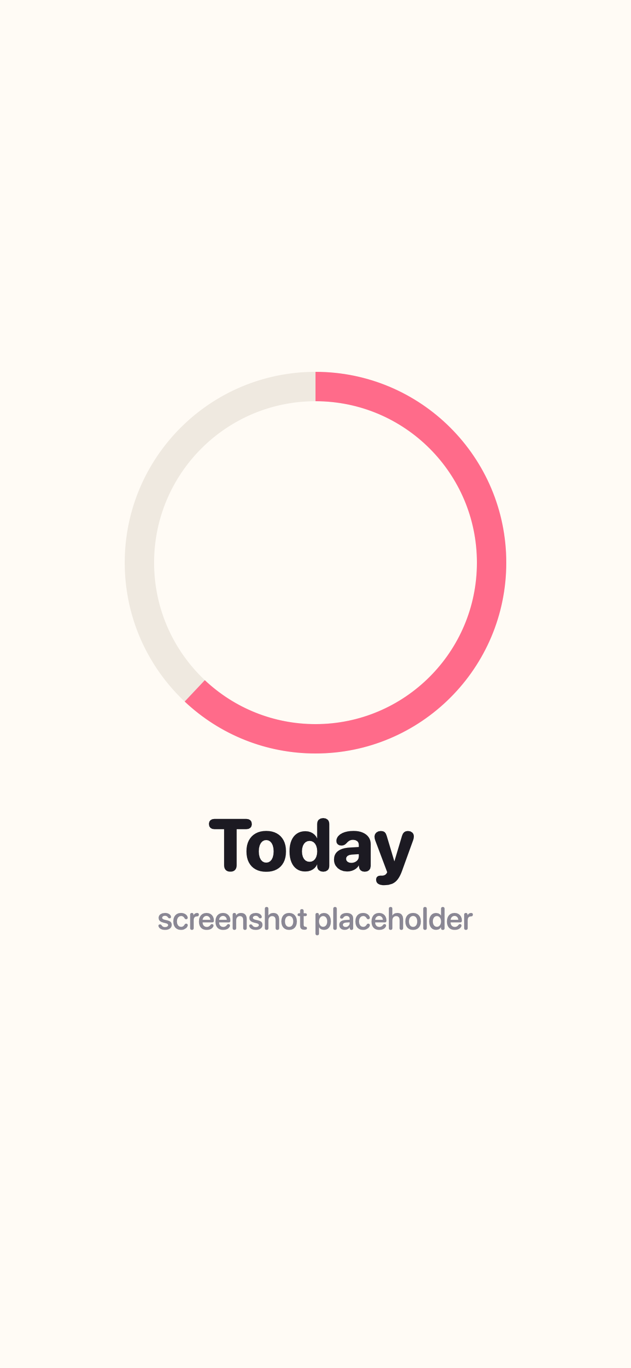 The Today screen: today&rsquo;s country in a big circle, and the year ring below it.